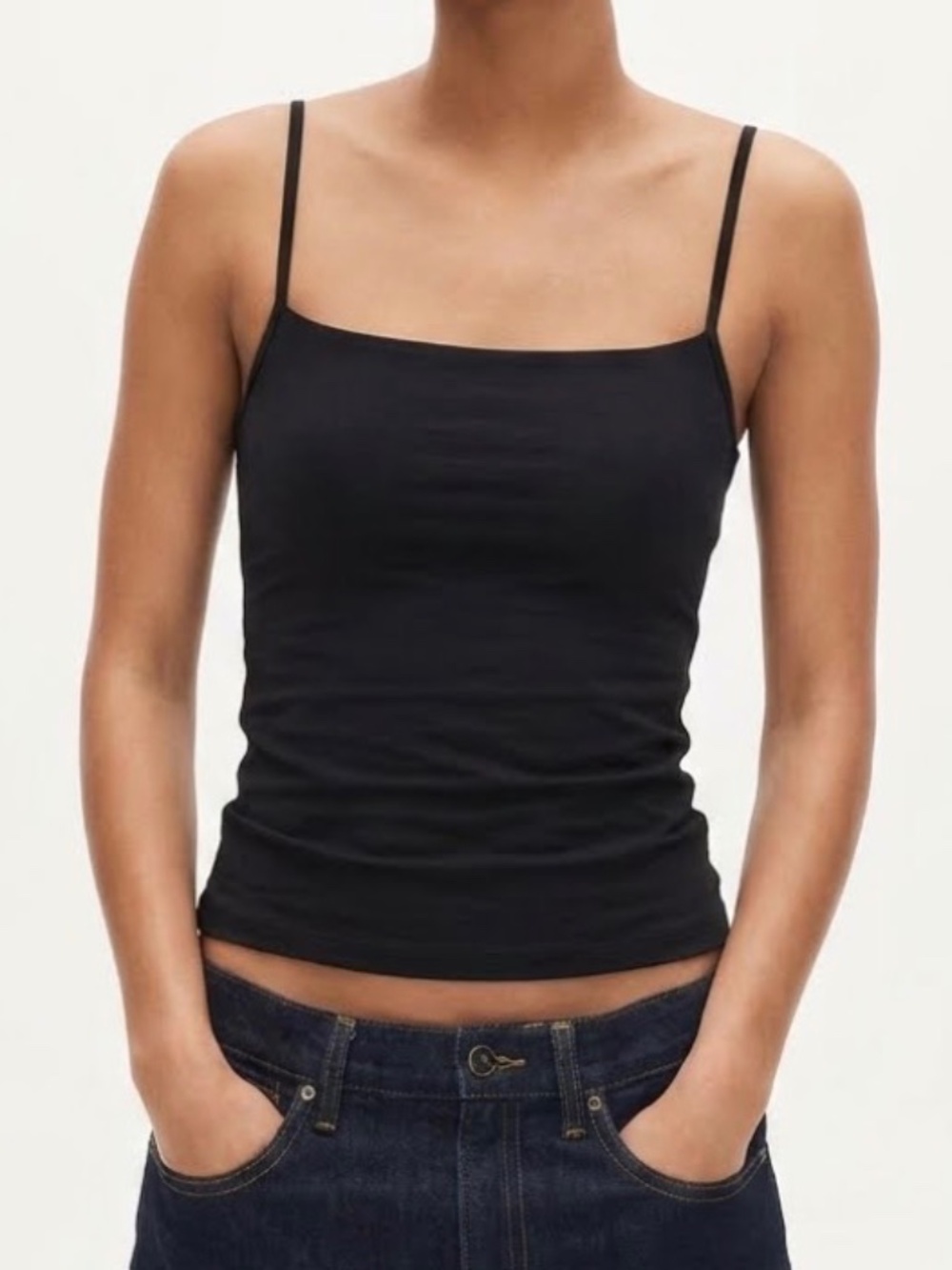 NWT J.Crew Black Stretch cotton shelf-bra tank SZ XS